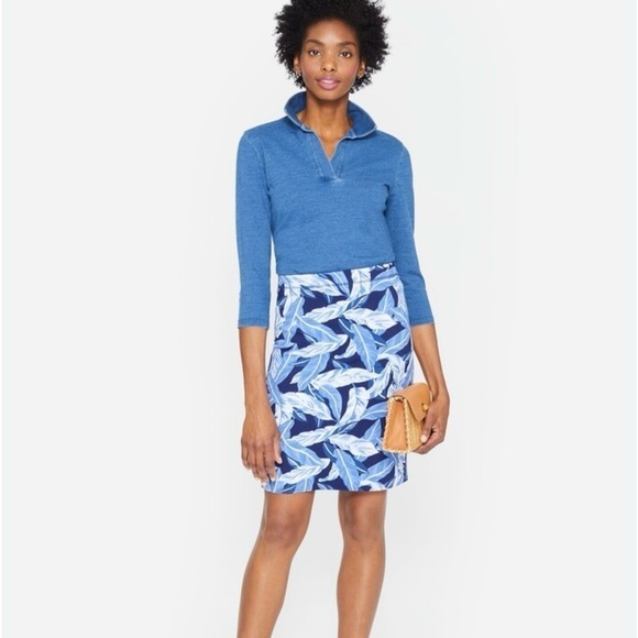 J. McLaughlin Halle Reversible Scuba Blue Queen Palm Rattan Pencil Skirt XS - Picture 1 of 12